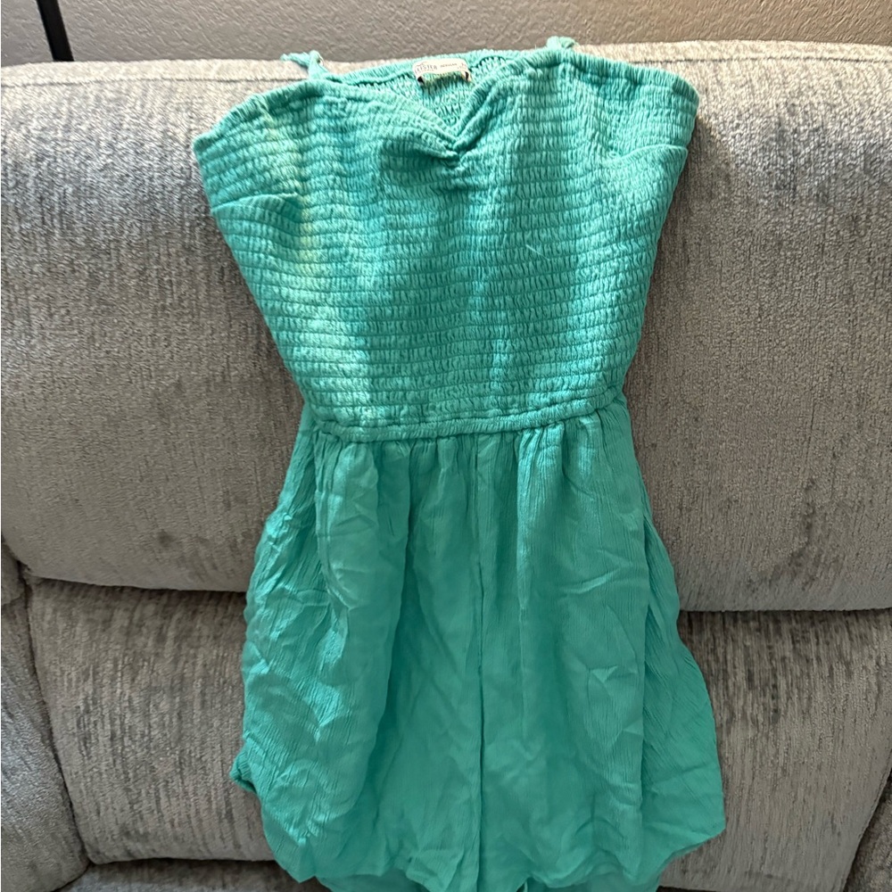 Hollister Teal romper with smocking